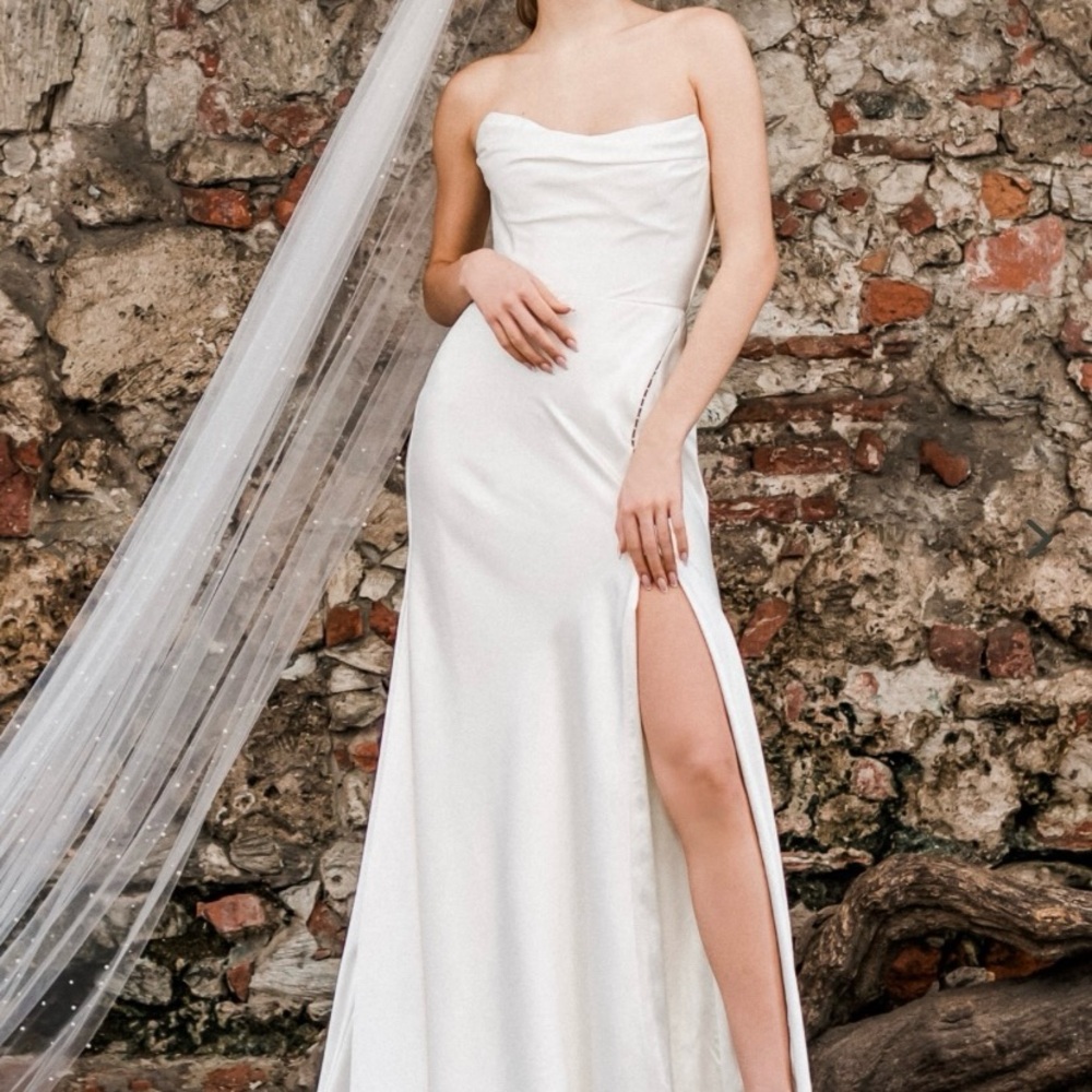 NWT Size 8 Watters Orlie Strapless Corset Satin Sheath Wedding Gown - Picture 5 of 7